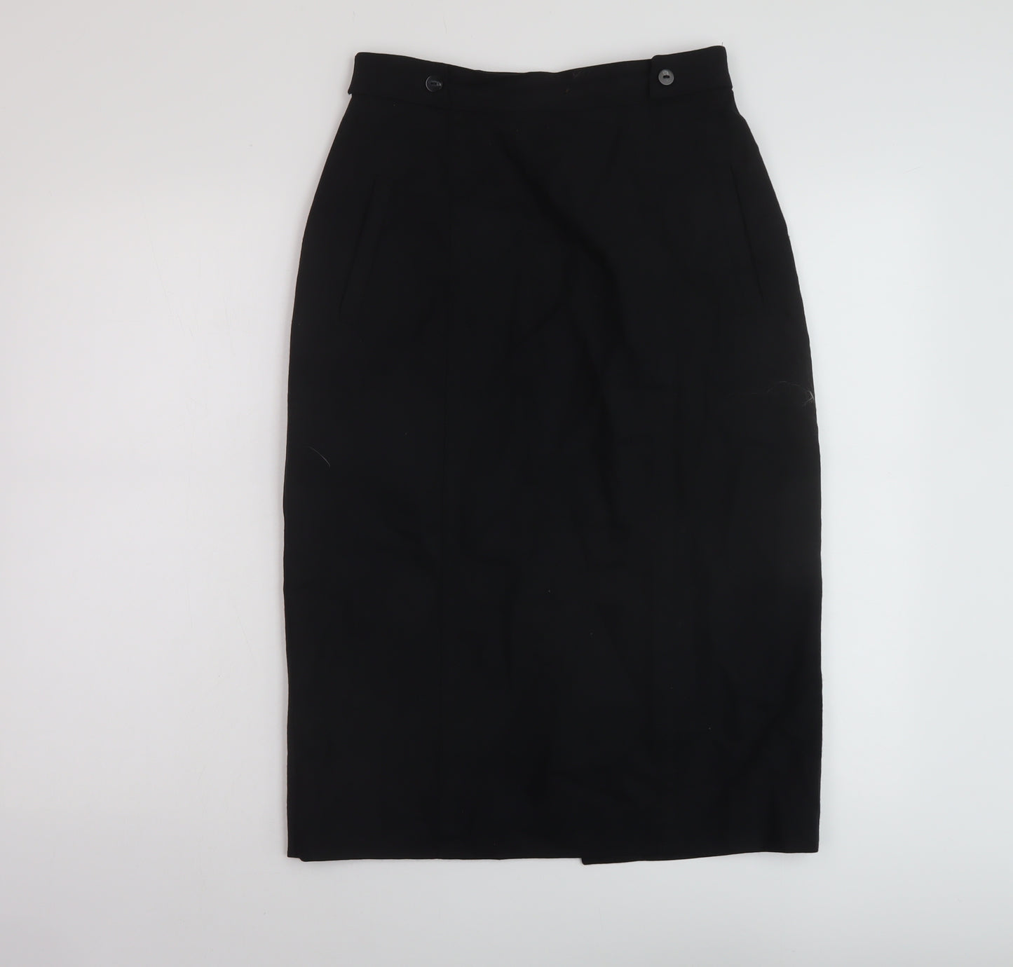 Marks and Spencer Womens Black Wool A-Line Skirt Size 12 Zip