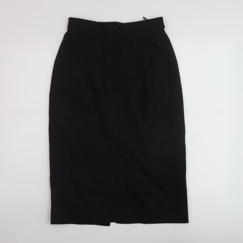 Marks and Spencer Womens Black Wool A-Line Skirt Size 12 Zip