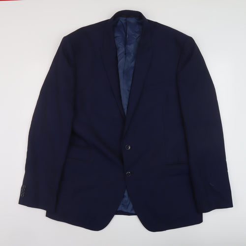 Fellini Mens Blue Polyester Jacket Suit Jacket Size 48 Regular