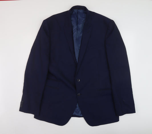 Fellini Mens Blue Polyester Jacket Suit Jacket Size 48 Regular