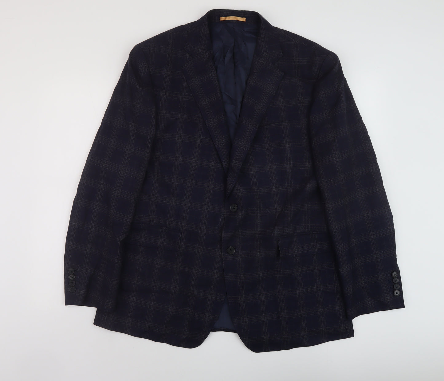 Charles Tyrwhitt Mens Blue Plaid Wool Jacket Suit Jacket Size 44 Regular