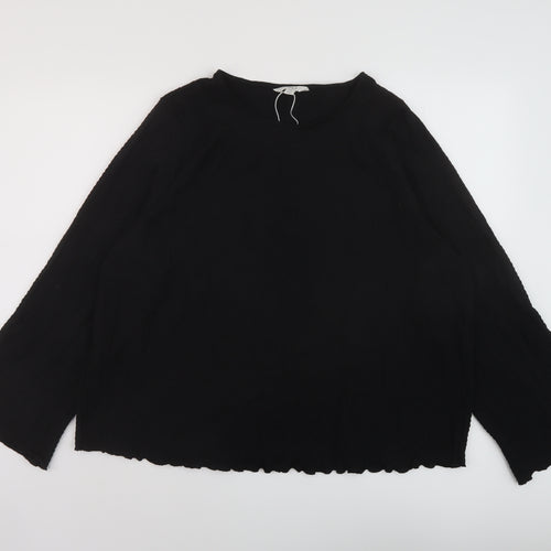 Marks and Spencer Womens Black Polyester Basic Blouse Size 20 Round Neck