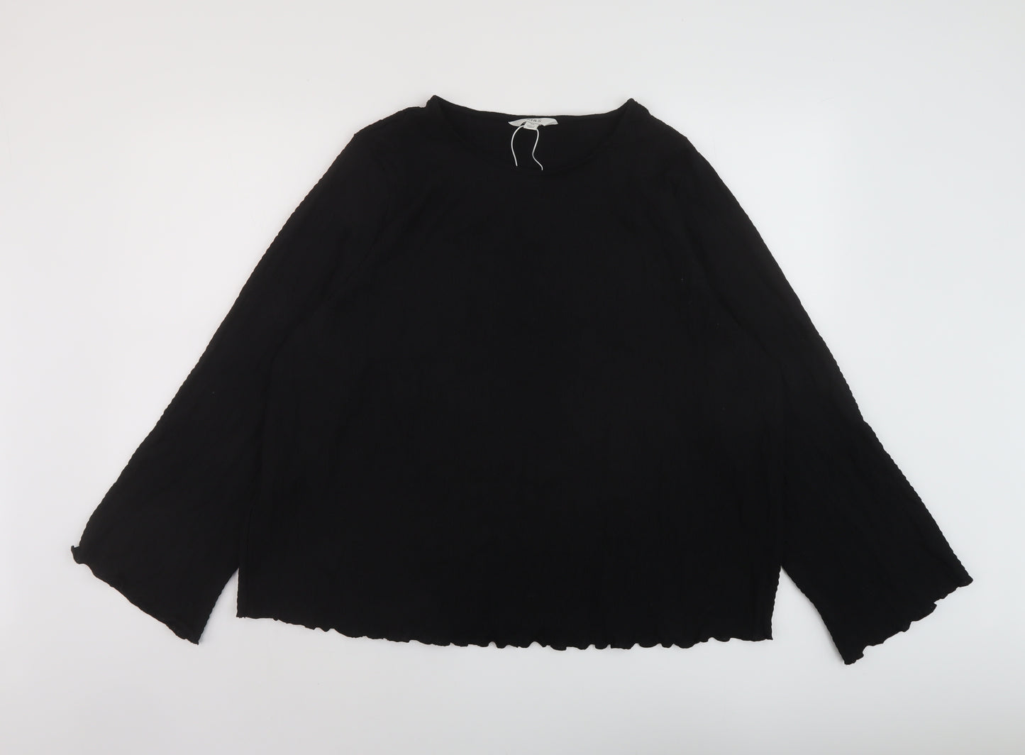 Marks and Spencer Womens Black Polyester Basic Blouse Size 20 Round Neck