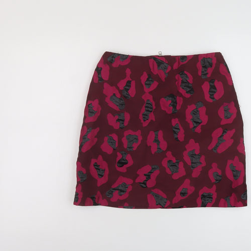 Dorothy Perkins Womens Pink Animal Print Polyester Mini Skirt Size 8 Zip