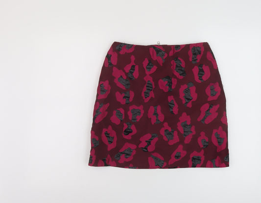 Dorothy Perkins Womens Pink Animal Print Polyester Mini Skirt Size 8 Zip