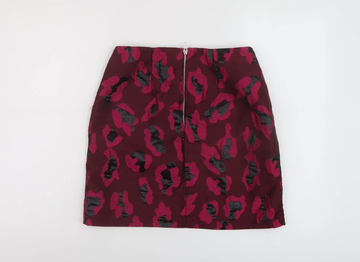 Dorothy Perkins Womens Pink Animal Print Polyester Mini Skirt Size 8 Zip