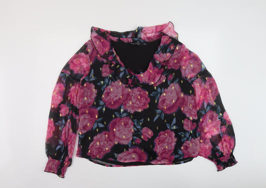 Dorothy Perkins Womens Multicoloured Floral Polyester Basic Blouse Size 16 V-Neck