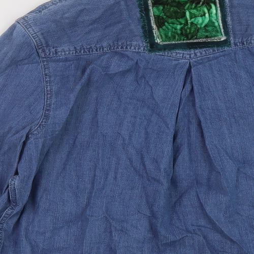 Marks and Spencer Womens Blue Cotton Basic Button-Up Size 12 Collared