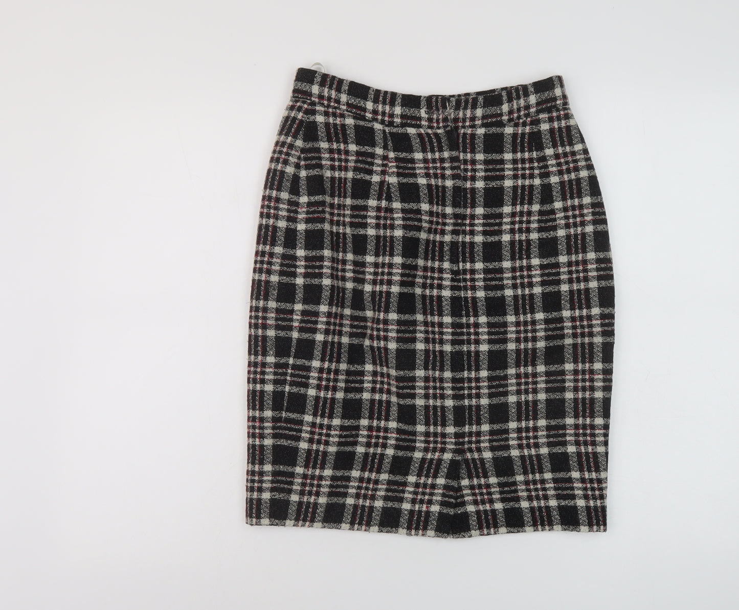 Anne Brooks Womens Black Plaid Polyester A-Line Skirt Size 10 Zip