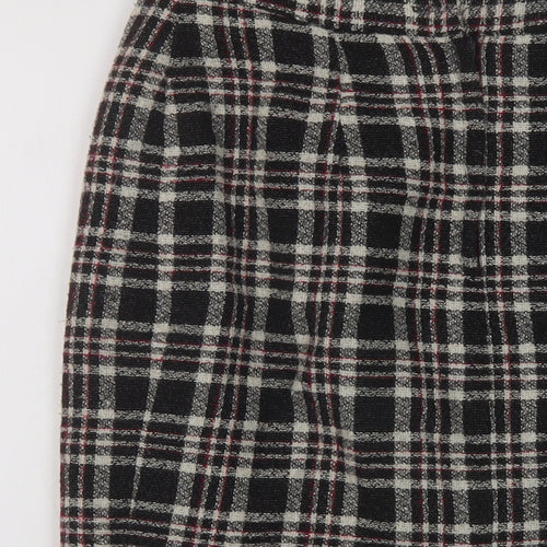 Anne Brooks Womens Black Plaid Polyester A-Line Skirt Size 10 Zip