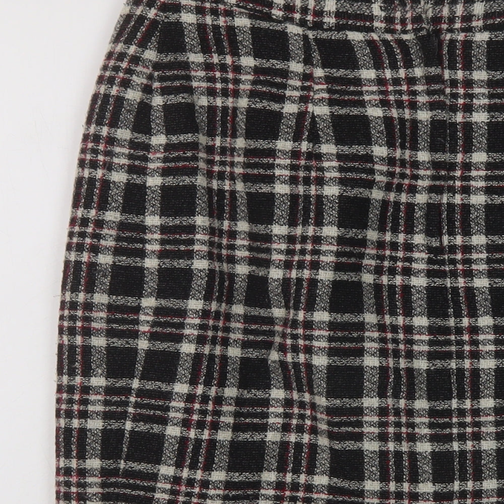 Anne Brooks Womens Black Plaid Polyester A-Line Skirt Size 10 Zip