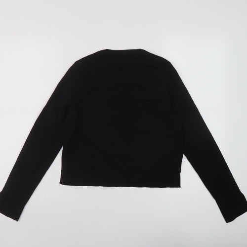 Zaa Womens Black Round Neck Polyester Cardigan Jumper Size M