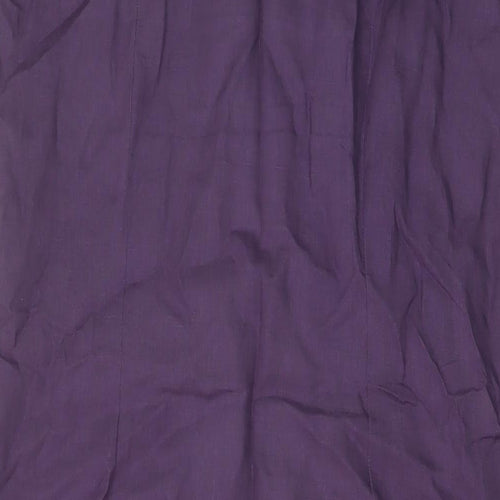 Boden Womens Purple Linen A-Line Size 12 Round Neck Button