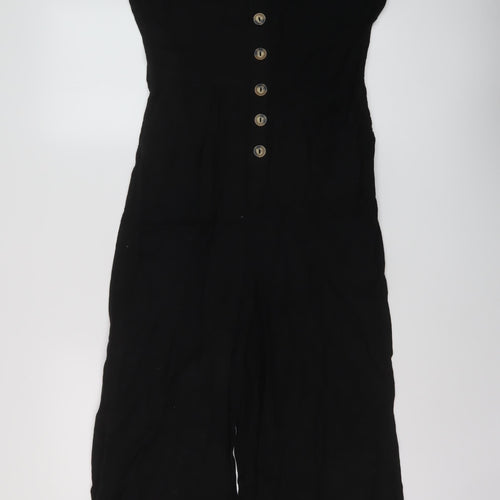 New Look Womens Black Polyester Jumpsuit One-Piece Size 8 Button