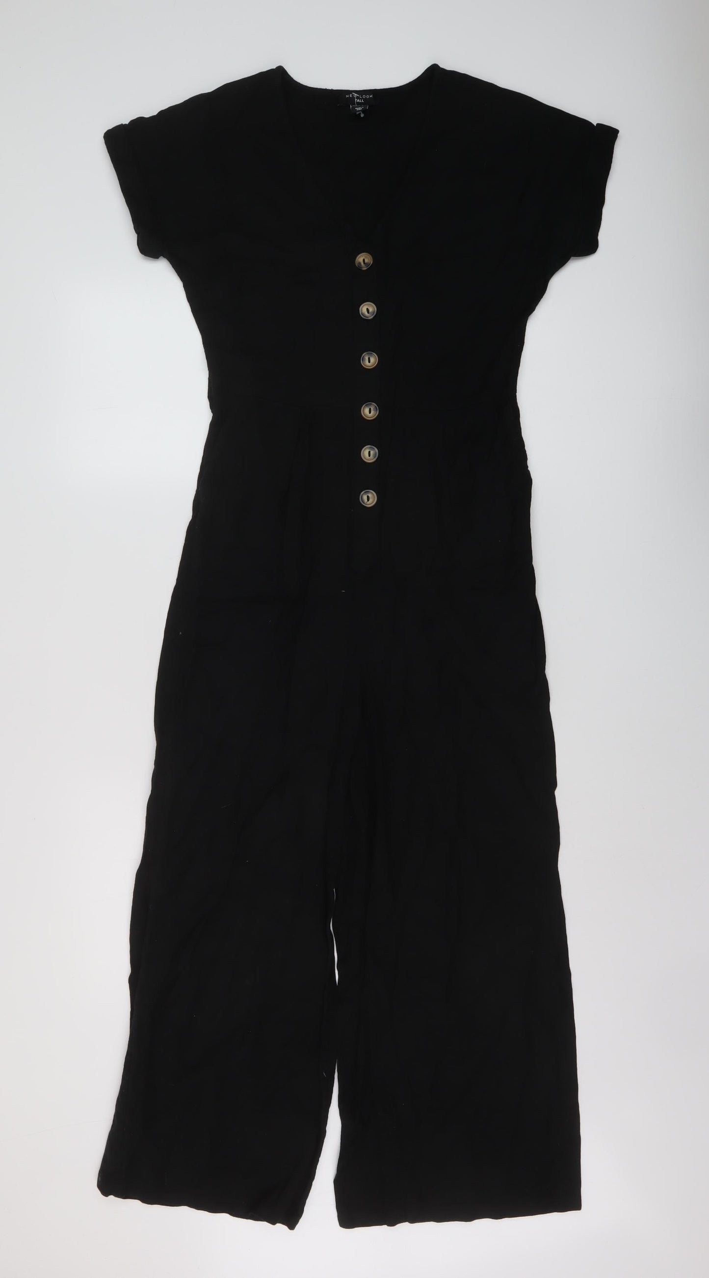 New Look Womens Black Polyester Jumpsuit One-Piece Size 8 Button