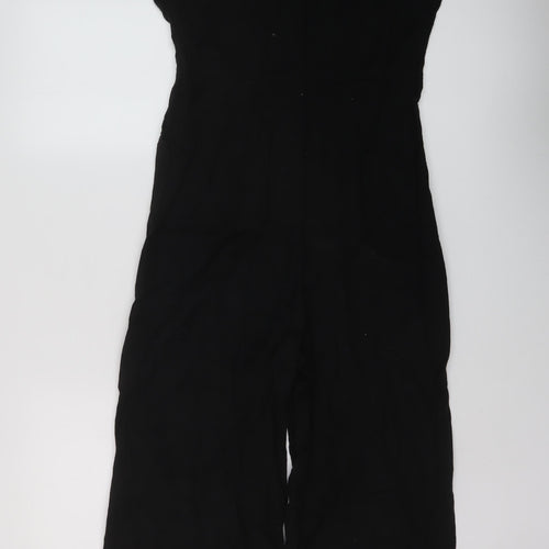 New Look Womens Black Polyester Jumpsuit One-Piece Size 8 Button