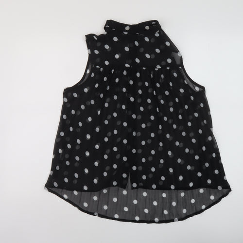 Miso Womens Black Polka Dot Polyester Basic Blouse Size 10 Collared