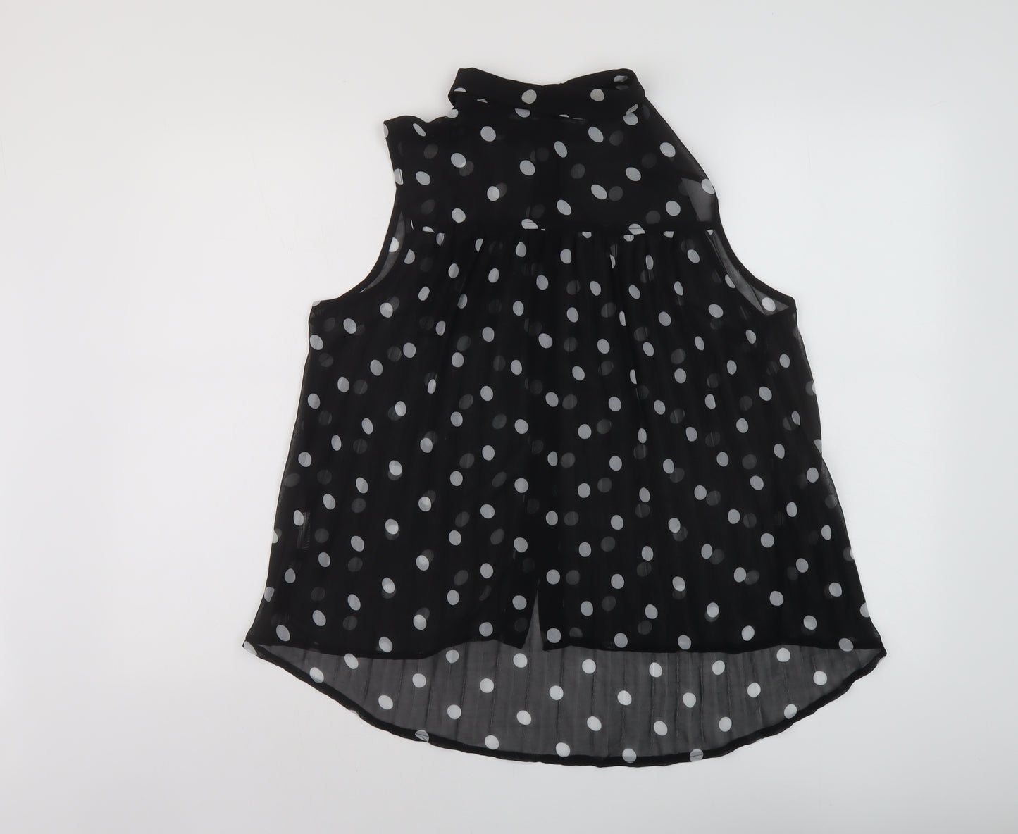 Miso Womens Black Polka Dot Polyester Basic Blouse Size 10 Collared