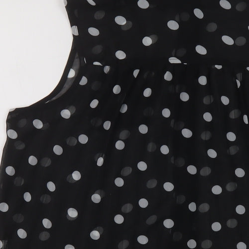 Miso Womens Black Polka Dot Polyester Basic Blouse Size 10 Collared