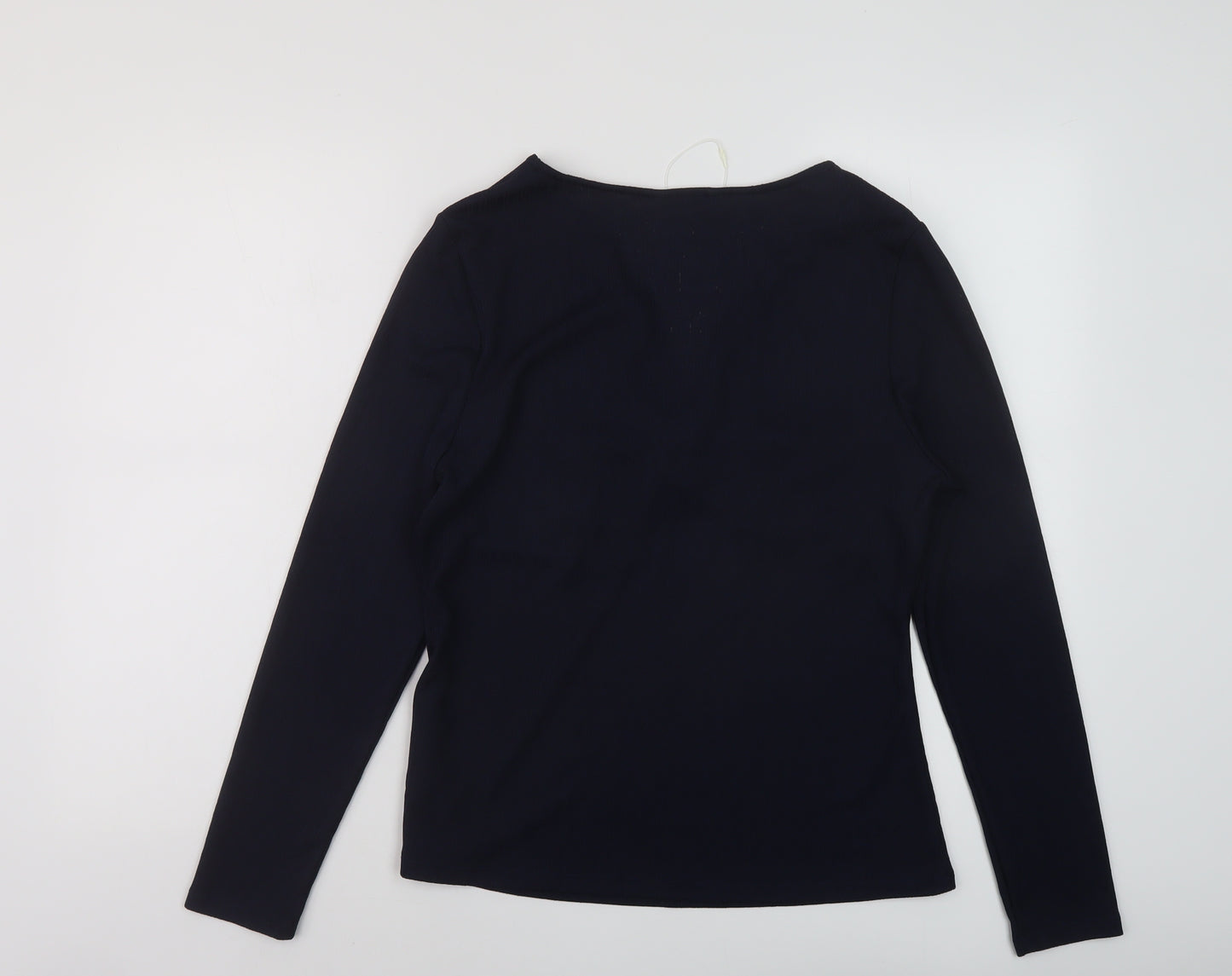 Marks and Spencer Womens Blue Polyester Basic Blouse Size 16 V-Neck