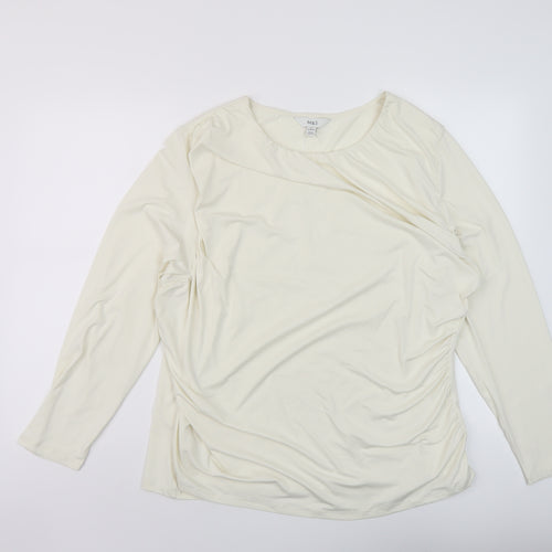 Marks and Spencer Womens Ivory Polyester Basic T-Shirt Size 24 Round Neck