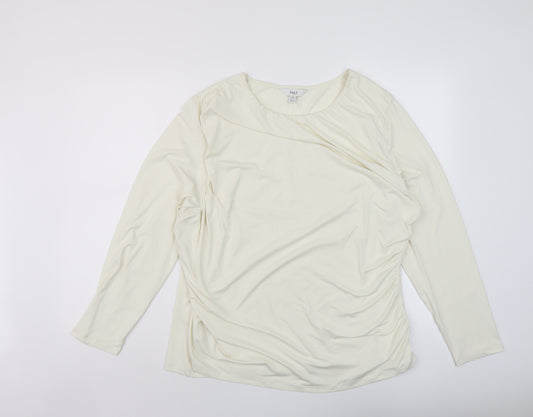 Marks and Spencer Womens Ivory Polyester Basic T-Shirt Size 24 Round Neck