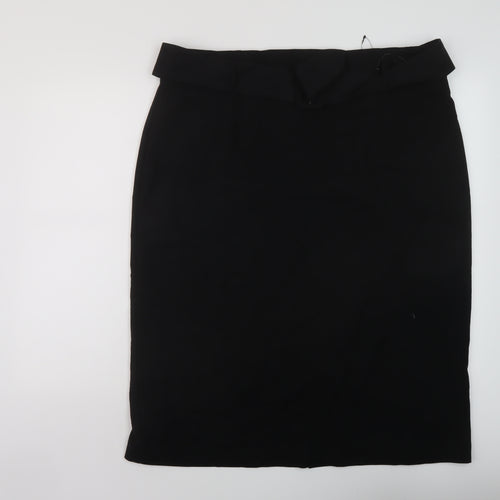 Marks and Spencer Womens Black Polyester A-Line Skirt Size 20 Zip