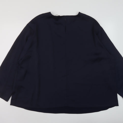 Marks and Spencer Womens Blue Polyester Basic Blouse Size 24 Round Neck