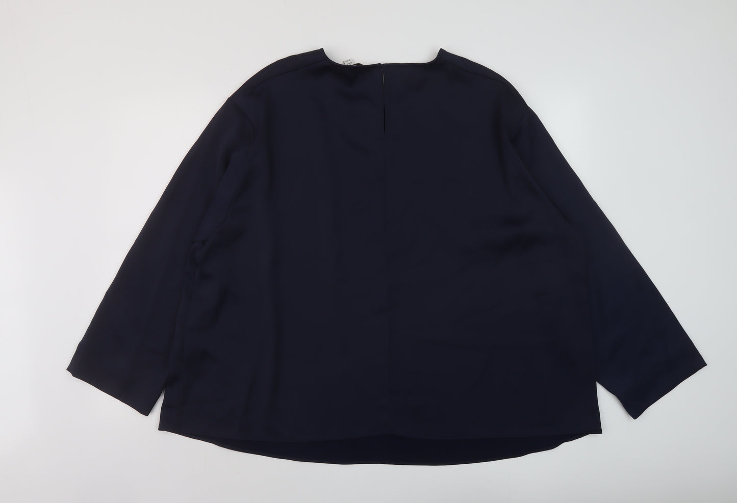 Marks and Spencer Womens Blue Polyester Basic Blouse Size 24 Round Neck