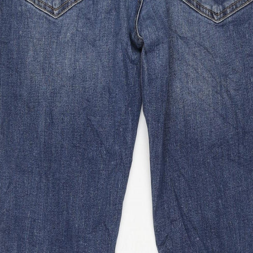 JACK & JONES Mens Blue Cotton Straight Jeans Size 36 in L32 in Regular Zip