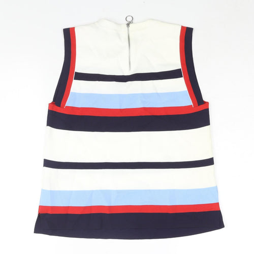 Marks and Spencer Womens Multicoloured Round Neck Striped Polyamide Vest Jumper Size 12 - Zip