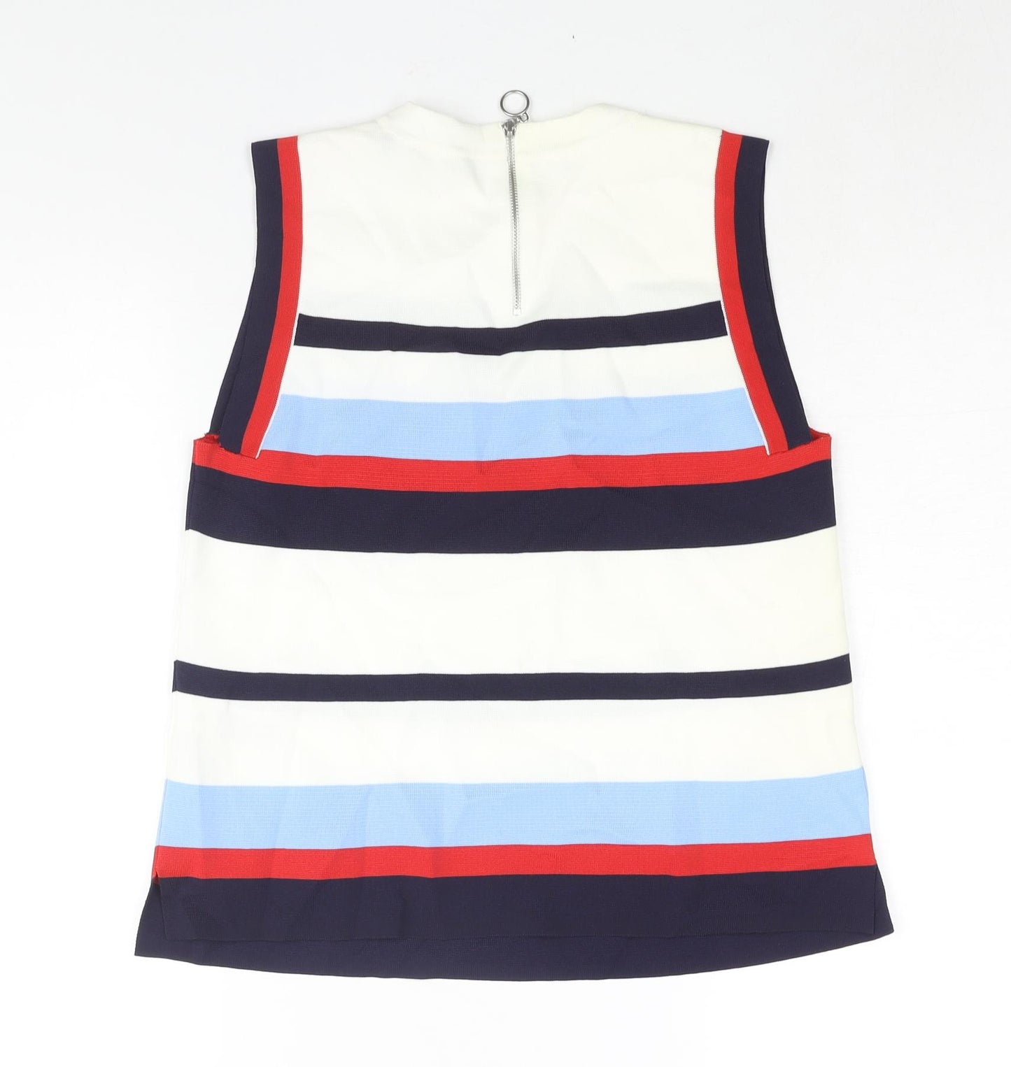 Marks and Spencer Womens Multicoloured Round Neck Striped Polyamide Vest Jumper Size 12 - Zip