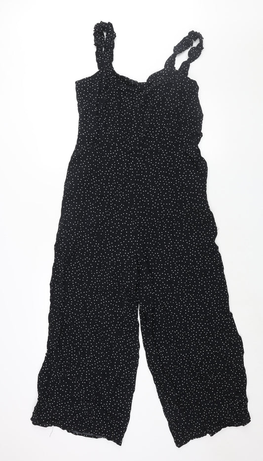 Nobody's Child Womens Black Polka Dot Viscose Jumpsuit One-Piece Size 12 L25 in Zip - Belted