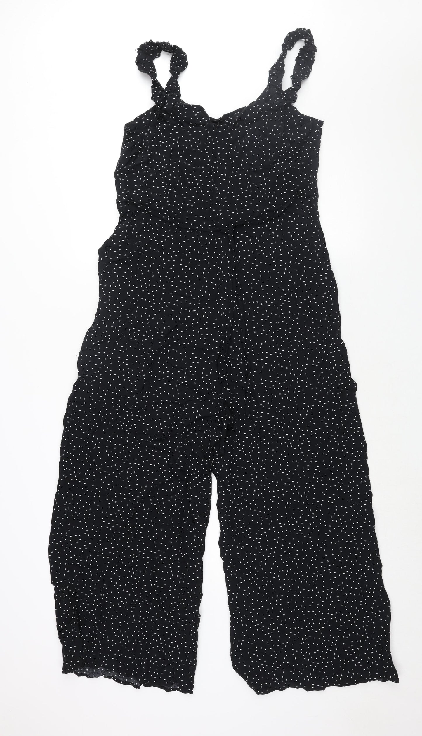 Nobody's Child Womens Black Polka Dot Viscose Jumpsuit One-Piece Size 12 L25 in Zip - Belted