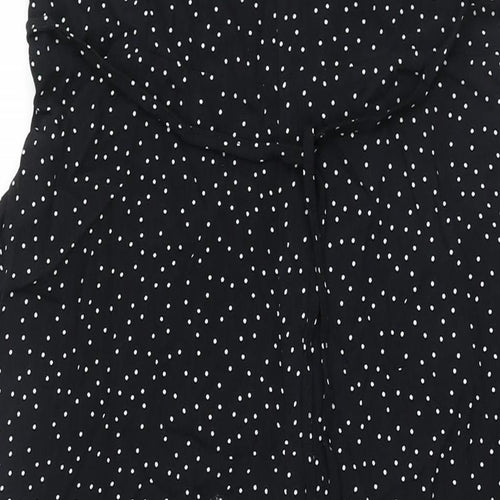 Nobody's Child Womens Black Polka Dot Viscose Jumpsuit One-Piece Size 12 L25 in Zip - Belted