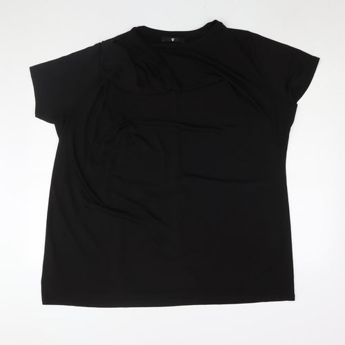 Very Womens Black Polyester Basic Blouse Size 24 Round Neck - Draping Detail