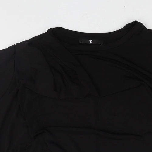 Very Womens Black Polyester Basic Blouse Size 24 Round Neck - Draping Detail