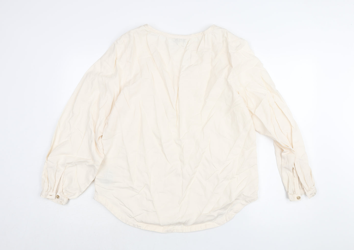 Marks and Spencer Womens Ivory Lyocell Basic Blouse Size 12 V-Neck