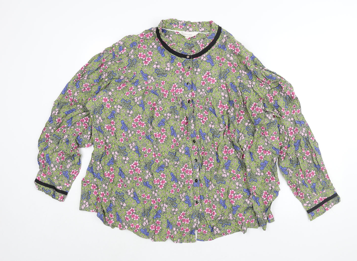 Per Una Womens Multicoloured Floral Viscose Basic Blouse Size 24 Mock Neck