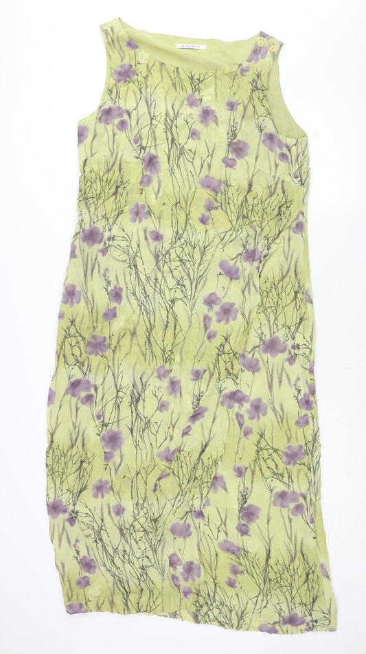 Windsmoor Womens Green Floral Viscose Maxi Size 16 Boat Neck Zip