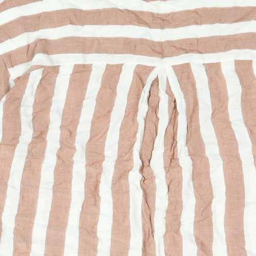 Wallis Womens Beige Striped Viscose Basic Blouse Size 16 V-Neck