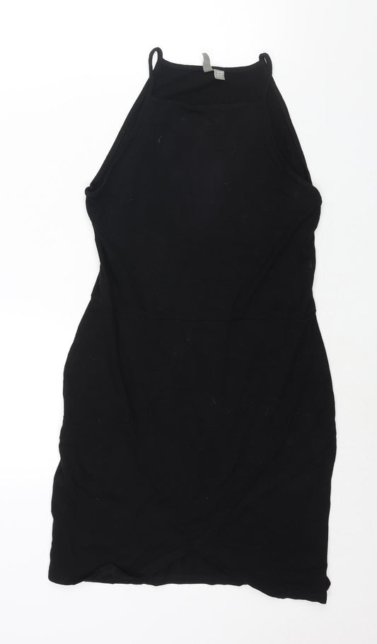 ASOS Womens Black Viscose Shift Size 10 Square Neck Pullover - Wrap Style