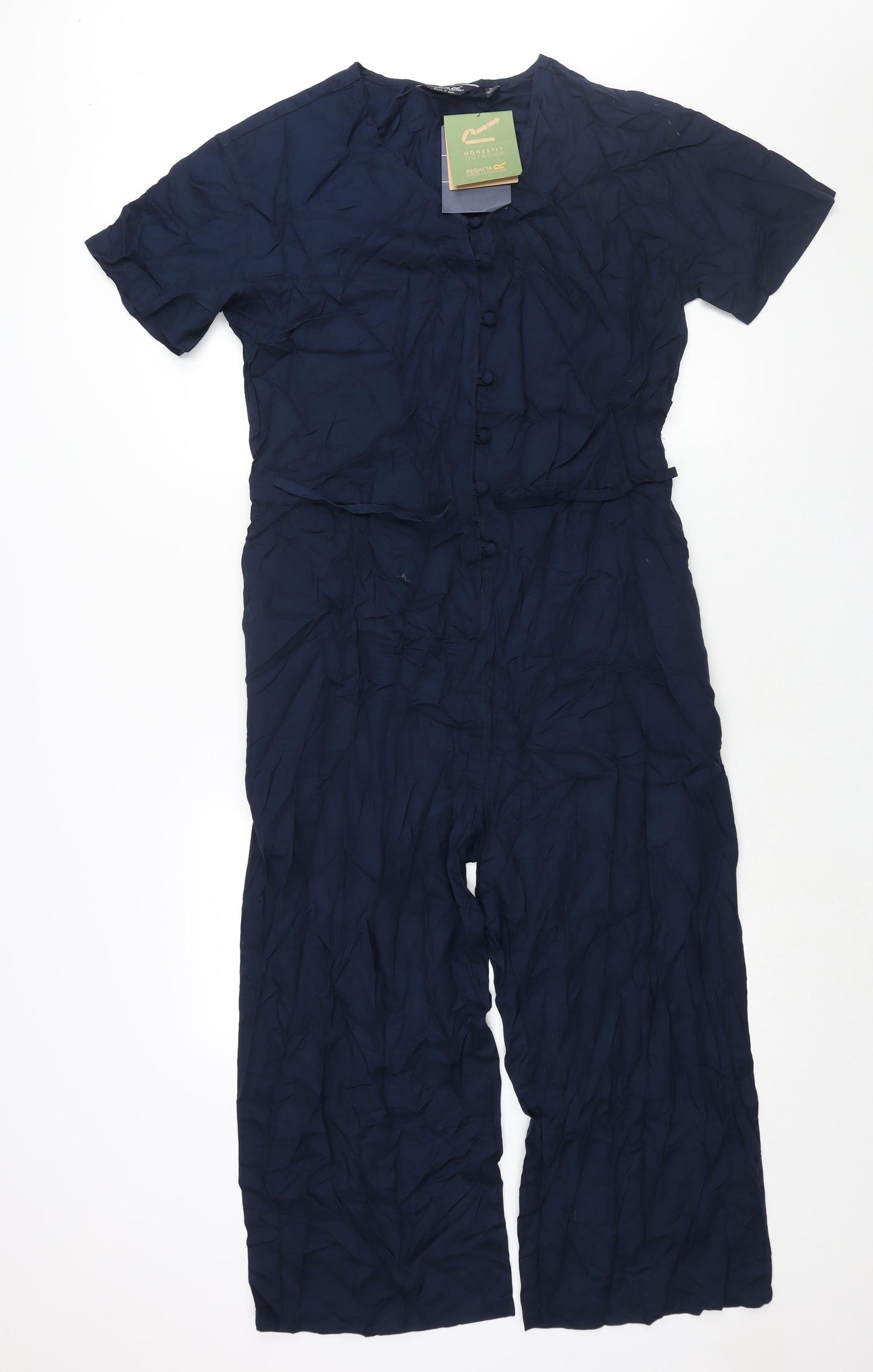 Regatta Womens Blue Viscose Jumpsuit One-Piece Size 12 L22 in Button - Drawstring Waist