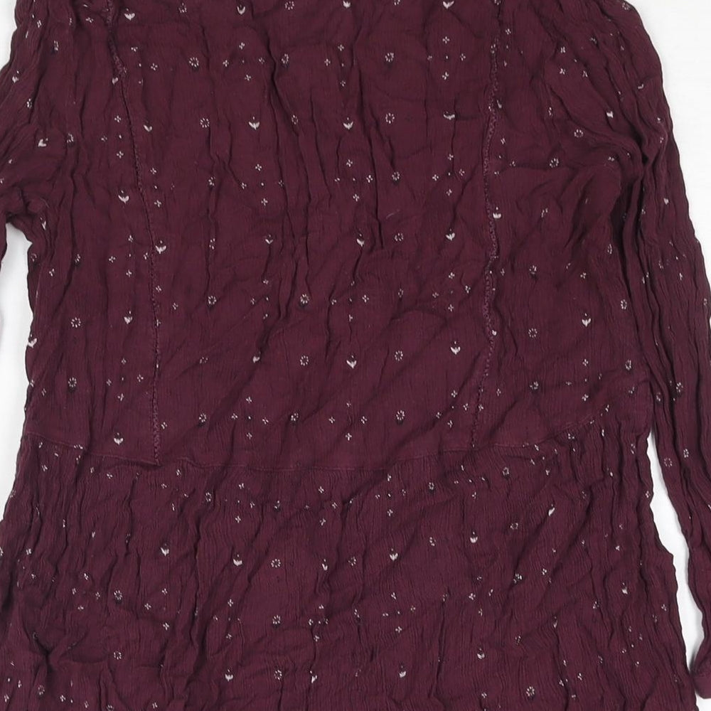 Fat Face Womens Purple Geometric Viscose Tunic Blouse Size 8 V-Neck