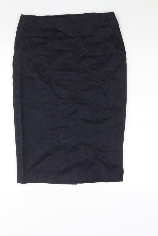 Wallis Womens Blue Animal Print Polyester Straight & Pencil Skirt Size 10 Zip - Snakeskin Print