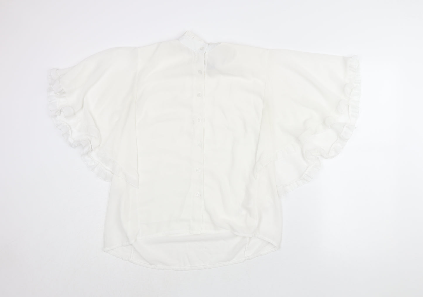 Boohoo Womens White Polyester Basic Blouse Size 16 Mock Neck - Frill