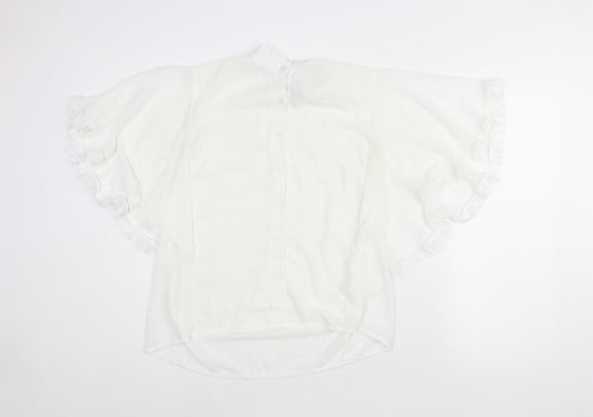 Boohoo Womens White Polyester Basic Blouse Size 16 Mock Neck - Frill