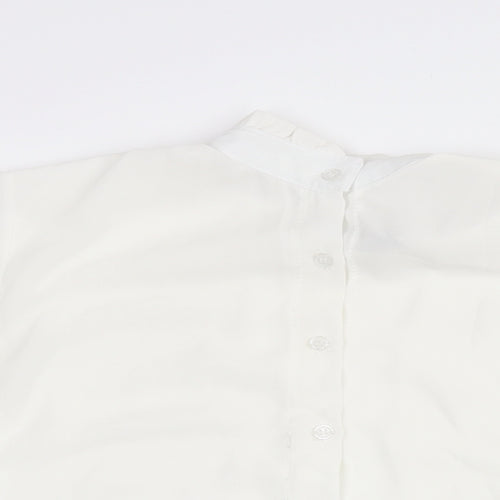 Boohoo Womens White Polyester Basic Blouse Size 16 Mock Neck - Frill