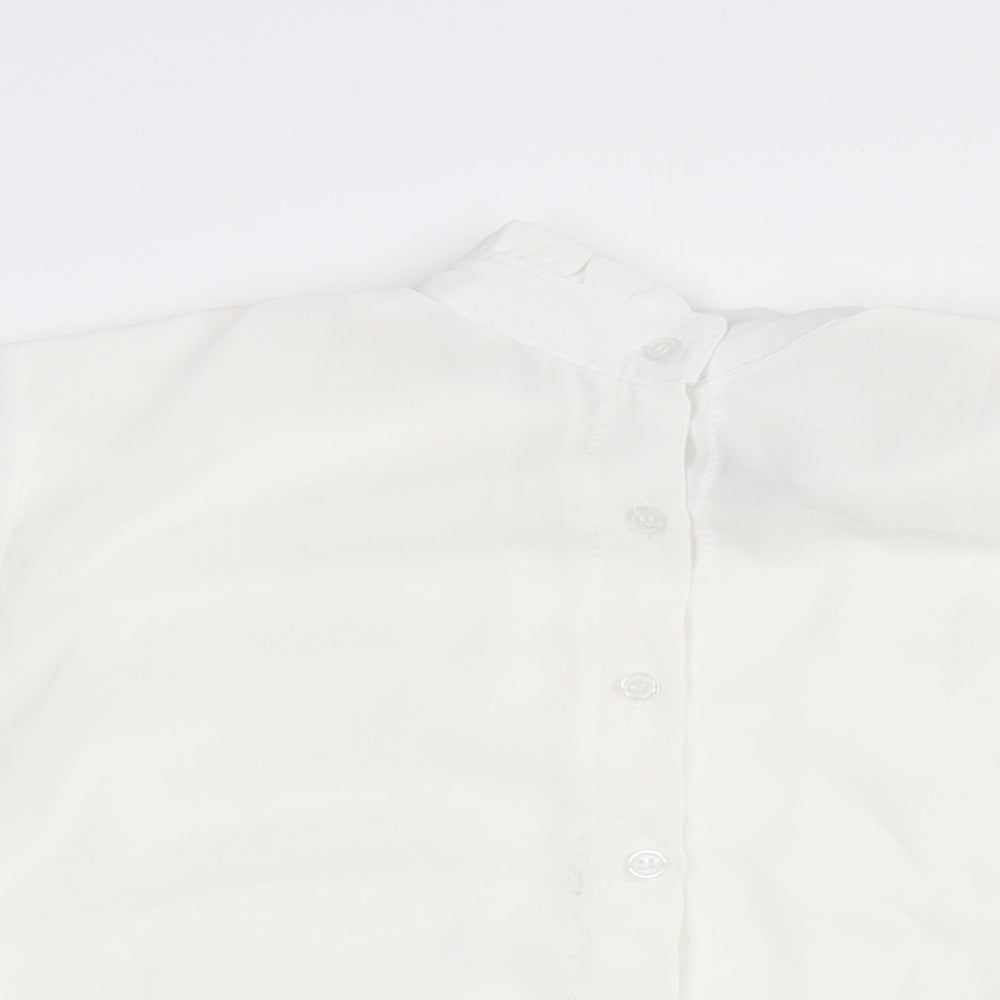 Boohoo Womens White Polyester Basic Blouse Size 16 Mock Neck - Frill