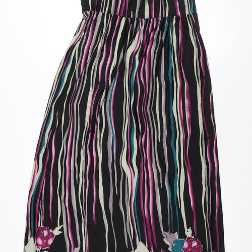 Purple Womens Multicoloured Geometric Polyester Maxi Size L V-Neck Pullover - Plait Straps Floral Print